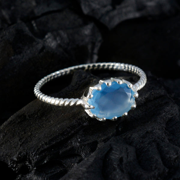 Aqua Chalcedony Solitaire Japanese 925 Sterling Silver Green Gemstone Elegant  Twist Ring Jewelry