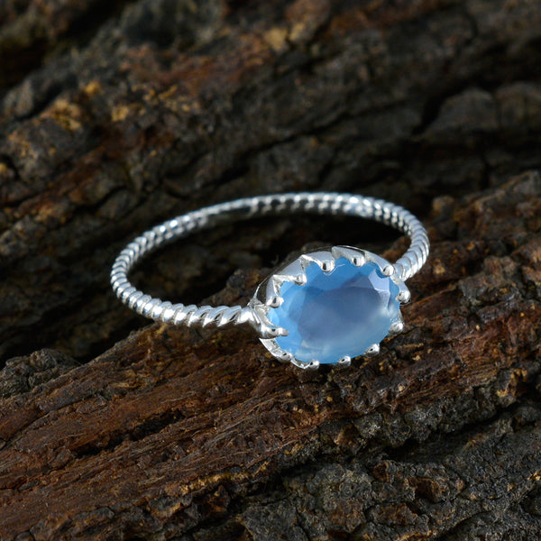 Aqua Chalcedony Solitaire Japanese 925 Sterling Silver Green Gemstone Elegant  Twist Ring Jewelry