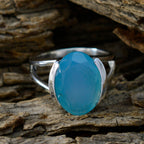 Blue Chalcedony Solitaire Moroccan 925 Sterling Silver Blue Gems Classic  Glamorous Ring Jewelry