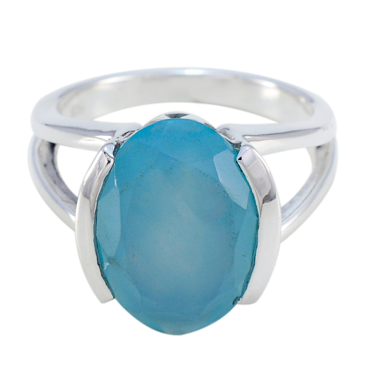 Blue Chalcedony Solitaire Moroccan 925 Sterling Silver Blue Gems Classic  Glamorous Ring Jewelry