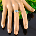 Aqua Chalcedony Solitaire Korean Sterling Silver Green Gemstone Elegant  Graceful Ring Jewelry