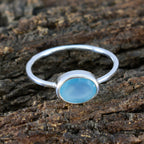 Aqua Chalcedony Solitaire Korean Sterling Silver Green Gemstone Elegant  Graceful Ring Jewelry
