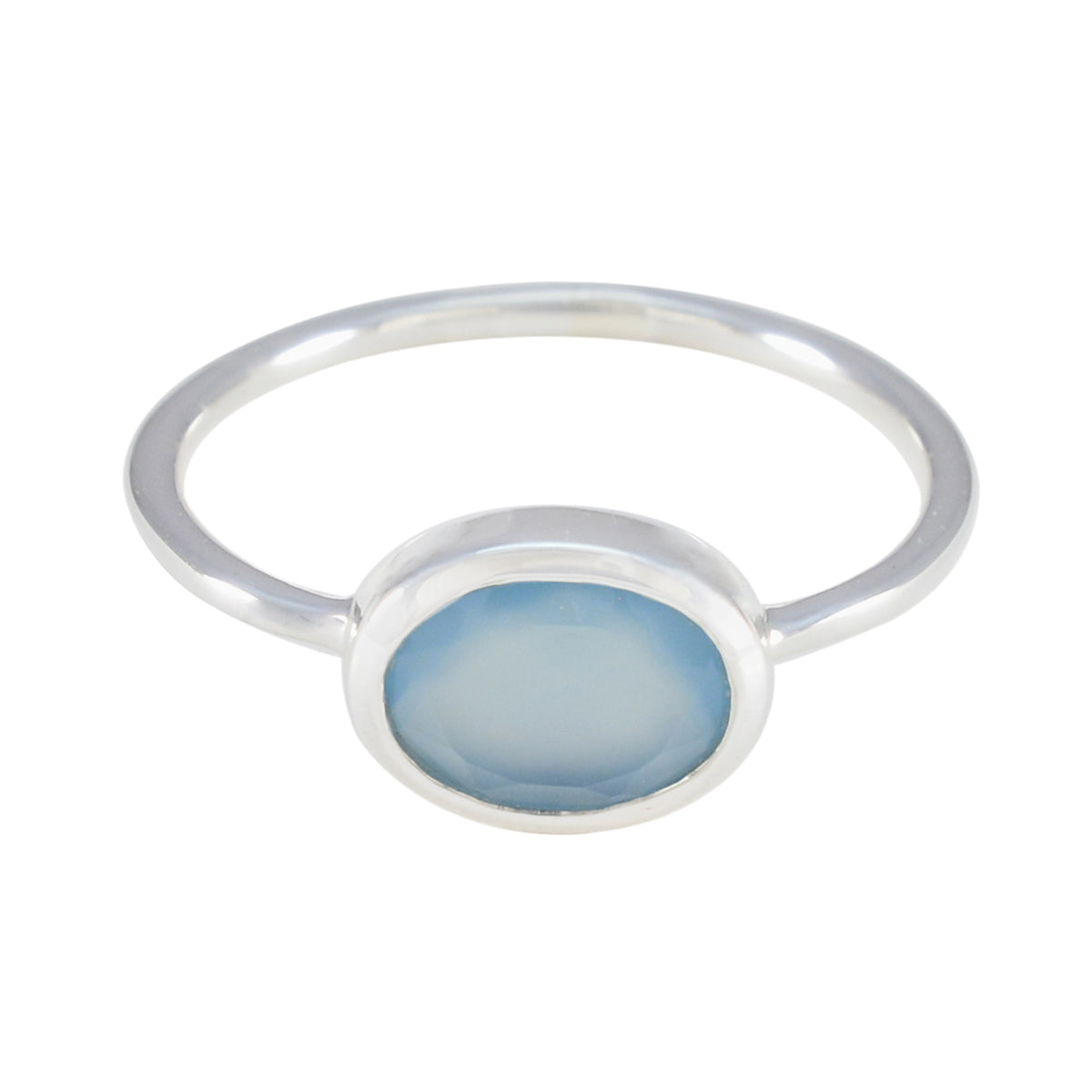Aqua Chalcedony Solitaire Korean Sterling Silver Green Gemstone Elegant  Graceful Ring Jewelry