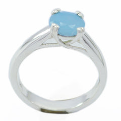 Blue Chalcedony Solitaire Indian 925 Sterling Silver Blue Gems Tiny Fairytale Ring Jewelry