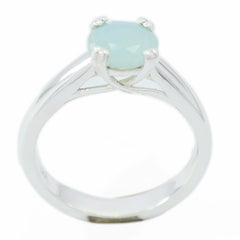 Blue Chalcedony Solitaire Indian 925 Sterling Silver Blue Gems Tiny Fairytale Ring Jewelry