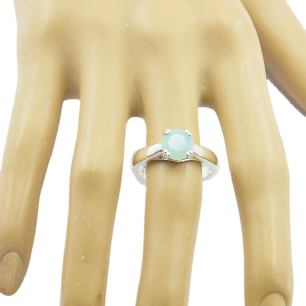 Blue Chalcedony Solitaire Indian 925 Sterling Silver Blue Gems Tiny Fairytale Ring Jewelry
