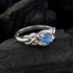 Blue Chalcedony Solitaire Turkish Silver Blue Gemstone Dainty Feminine Ring Jewellery