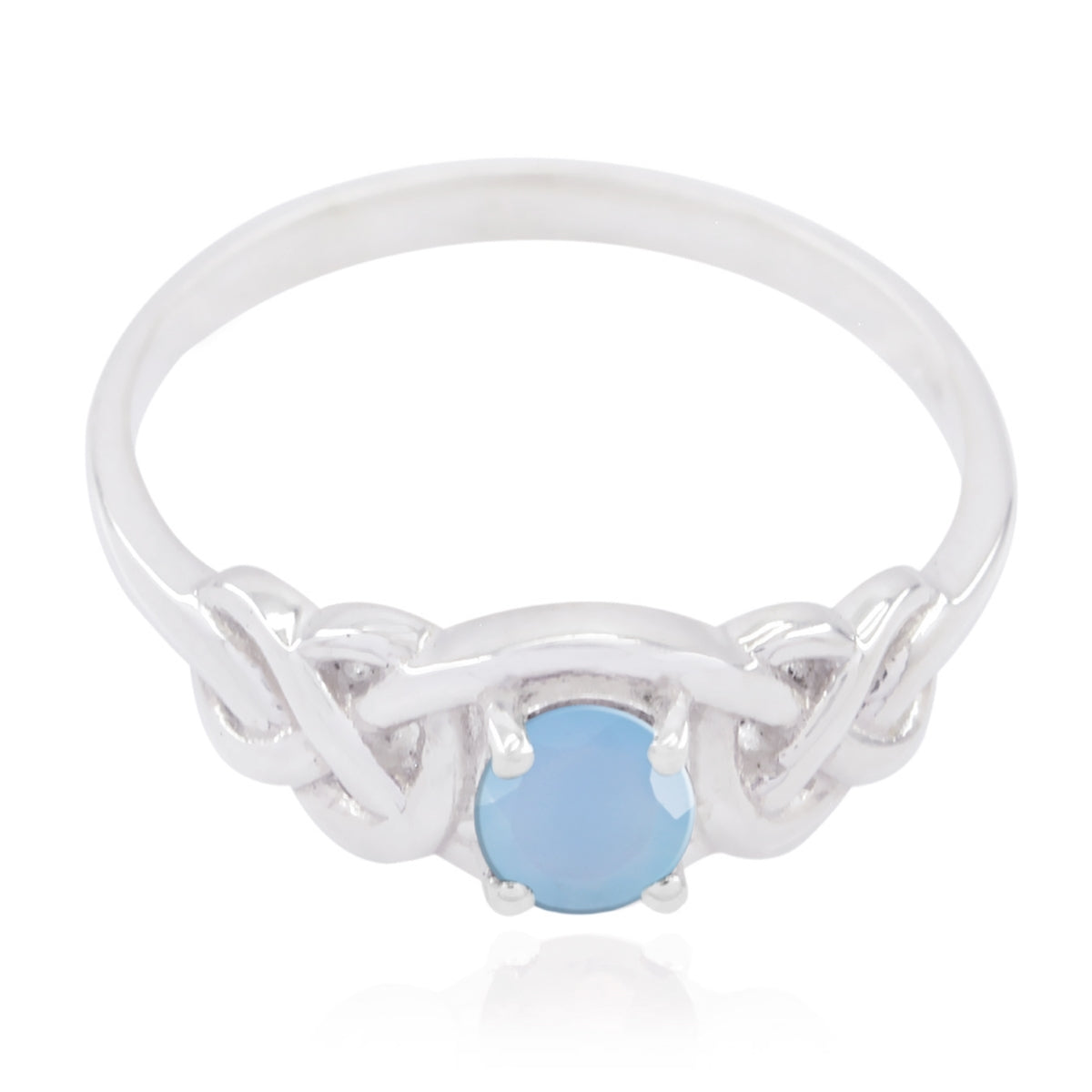 Blue Chalcedony Solitaire Turkish Silver Blue Gemstone Dainty Feminine Ring Jewellery Huvudsaklig produktbild