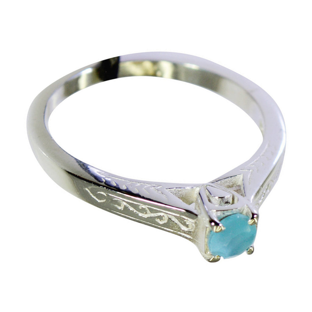 Blue Chalcedony Solitaire American Sterling Silver Blue Gemstones Dainty Abstract Ring Jewellery