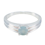 Blue Chalcedony Solitaire Korean Sterling Silver Blue Gemstone Dainty Fairytale Ring Jewelry