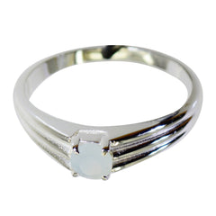 Blue Chalcedony Solitaire Korean Sterling Silver Blue Gemstone Dainty Fairytale Ring Jewelry