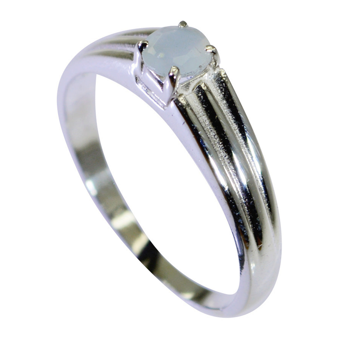 Blue Chalcedony Solitaire Korean Sterling Silver Blue Gemstone Dainty Fairytale Ring Jewelry