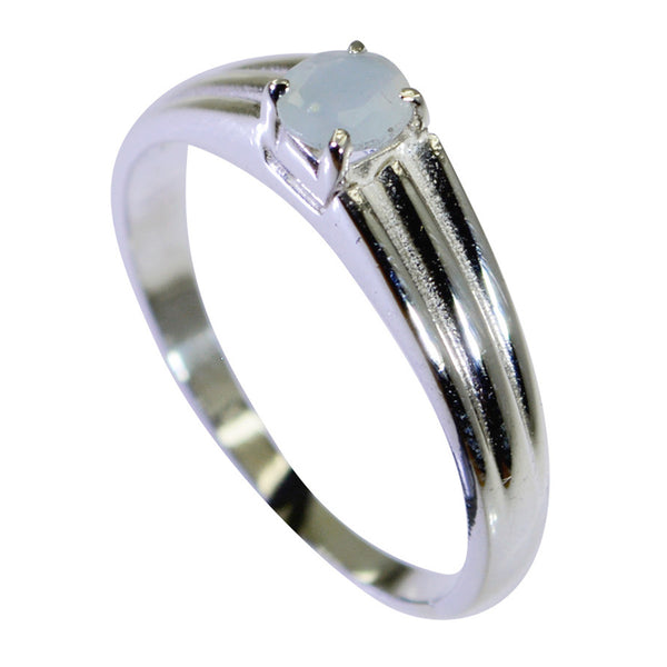 Blue Chalcedony Solitaire Korean Sterling Silver Blue Gemstone Dainty Fairytale Ring Jewelry