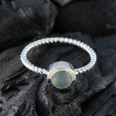 Aqua Chalcedony Solitaire Korean Sterling Silver Green Gems Delicate Trendy Ring Jewellery