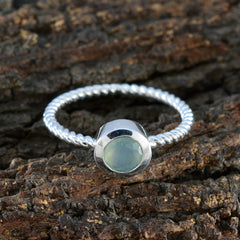 Aqua Chalcedony Solitaire Korean Sterling Silver Green Gems Delicate Trendy Ring Jewellery