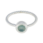 Aqua Chalcedony Solitaire Korean Sterling Silver Green Gems Delicate Trendy Ring Jewellery