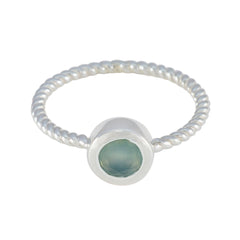 Aqua Chalcedony Solitaire Korean Sterling Silver Green Gems Delicate Trendy Ring Jewellery