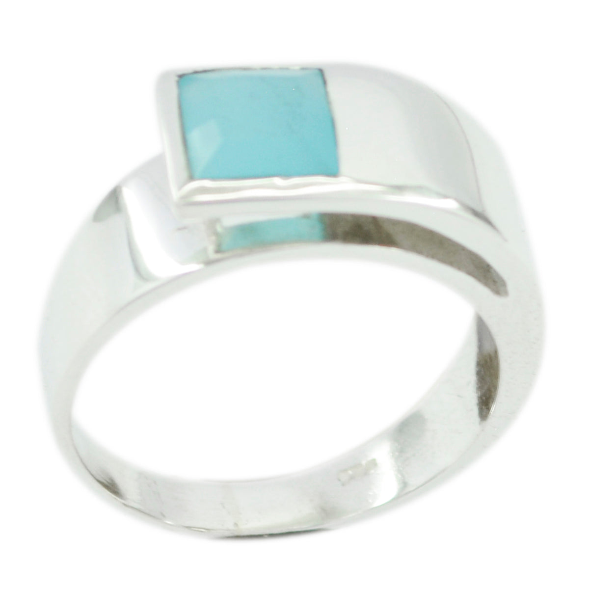 Blue Chalcedony Solitaire Moroccan 92.5 Silver Blue Gemstone Minimal Contemporary Ring Jewelry