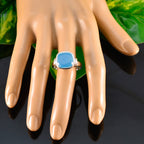 Blue Chalcedony Solitaire Egyptian 92.5 Silver Blue Gemstone Eye catching Armor Ring Jewellery