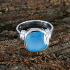 Blue Chalcedony Solitaire Egyptian 92.5 Silver Blue Gemstone Eye catching Armor Ring Jewellery
