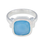 Blue Chalcedony Solitaire Egyptian 92.5 Silver Blue Gemstone Eye catching Armor Ring Jewellery