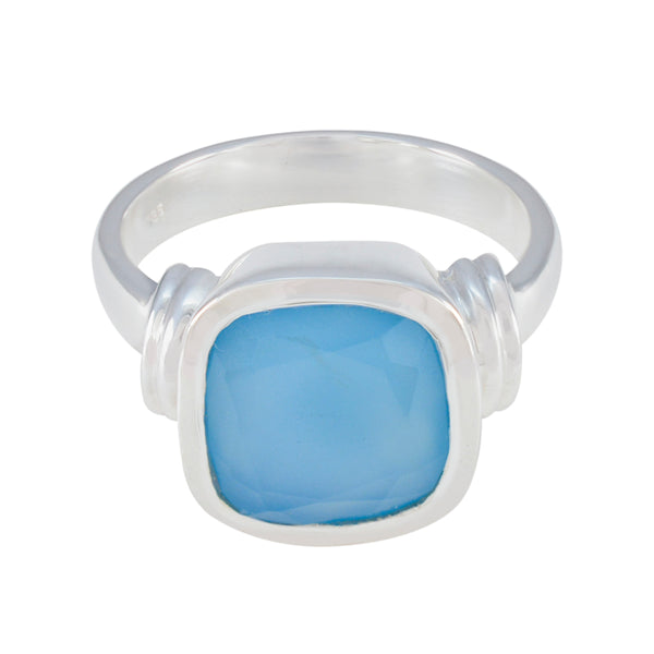 Blue Chalcedony Solitaire Egyptian 92.5 Silver Blue Gemstone Eye catching Armor Ring Jewellery