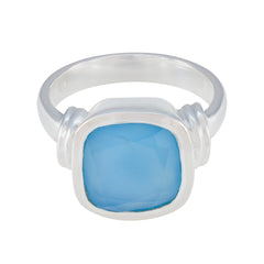 Blue Chalcedony Solitaire Egyptian 92.5 Silver Blue Gemstone Eye catching Armor Ring Jewellery