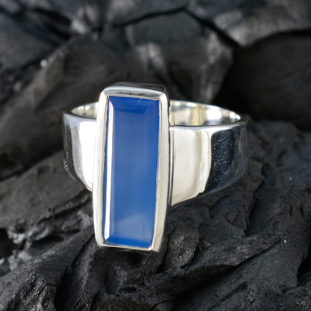 Aqua Chalcedony Solitaire German 925 Sterling Silver Green Gems Eye catching Abstract Ring Jewelry
