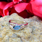 Blue Chalcedony Solitaire Turkish 925 Sterling Silver Blue Gemstones Dainty Contemporary Ring Jewellery