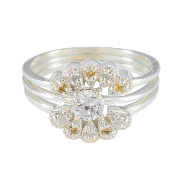 Citrine CZ Halo Moroccan Sterling Silver Yellow Gemstones Classic Luxurious Ring Jewelry