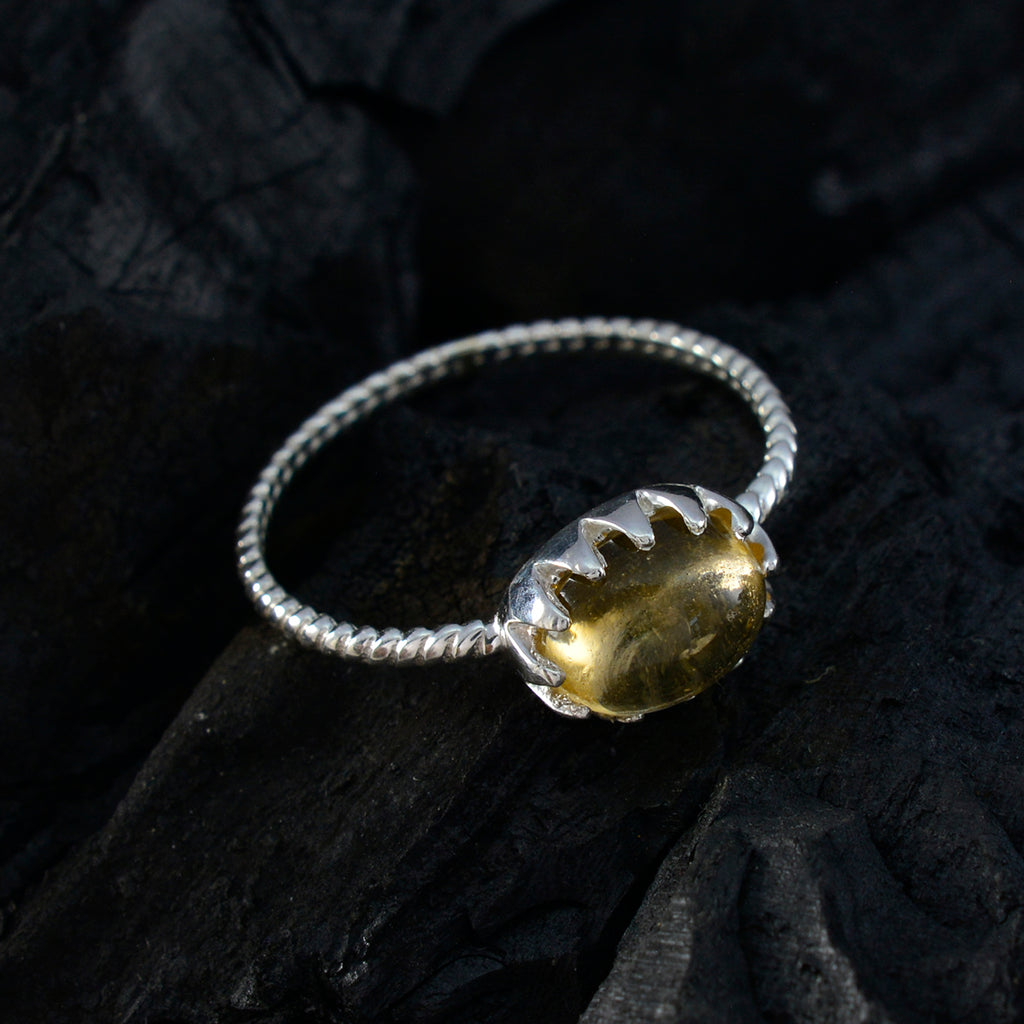 Citrine Solitaire Turkish Silver Yellow Gemstones Elegant  Twist Ring Jewellery