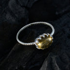 Citrine Solitaire Turkish Silver Yellow Gemstones Elegant  Twist Ring Jewellery