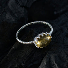 Citrine Solitaire Turkish Silver Yellow Gemstones Elegant  Twist Ring Jewellery