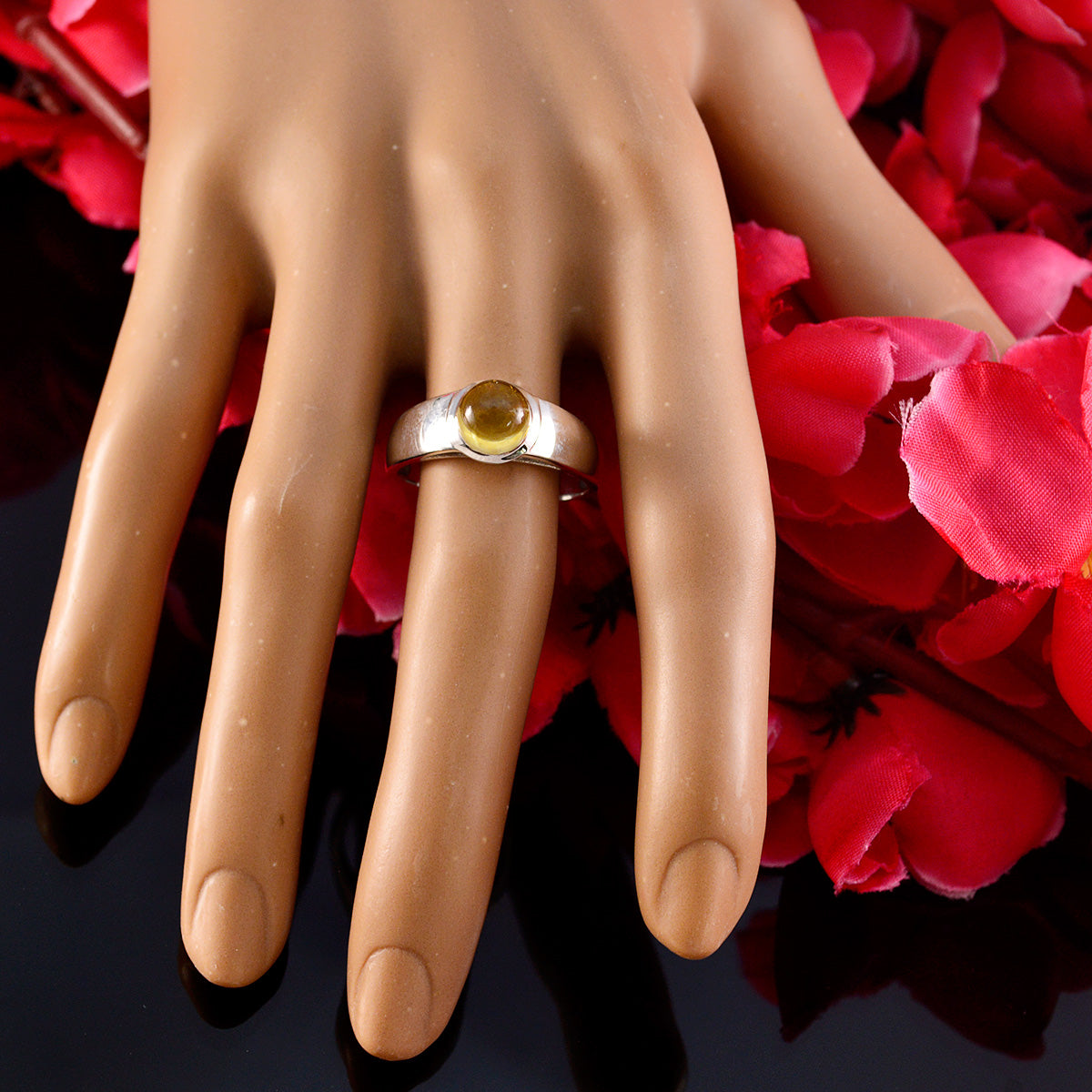 Blue Chalcedony Solitaire Egyptian Sterling Silver Blue Gemstones Slim Feminine Ring Jewelry