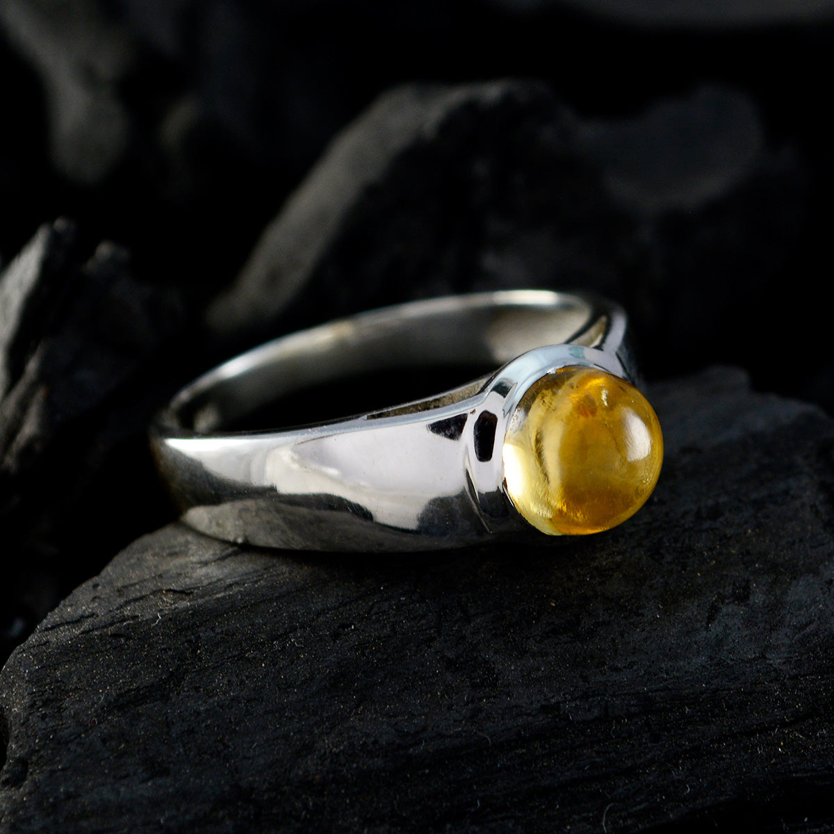 Blue Chalcedony Solitaire Egyptian Sterling Silver Blue Gemstones Slim Feminine Ring Jewelry