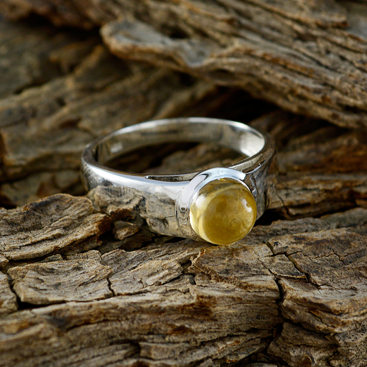 Blue Chalcedony Solitaire Egyptian Sterling Silver Blue Gemstones Slim Feminine Ring Jewelry