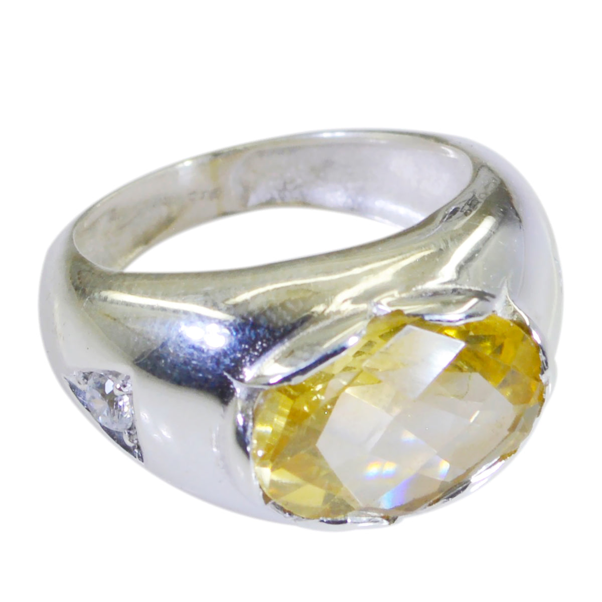 Citrine Solitaire Egyptian Sterling Silver Yellow Gemstone Versatile Victorian Ring Jewellery