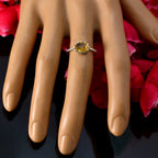 Citrine Solitaire Turkish 925 Sterling Silver Yellow Gemstones Minimalist Twist Ring Jewelry