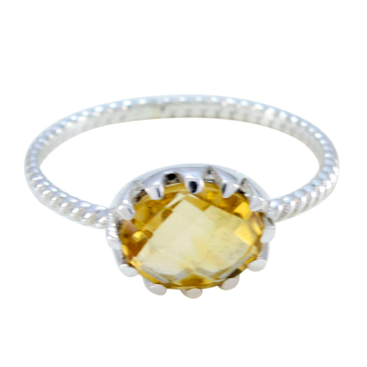 Citrine Solitaire Turkish 925 Sterling Silver Yellow Gemstones Minimalist Twist Ring Jewelry Hoofdafbeelding