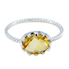 Citrine Solitaire Turkish 925 Sterling Silver Yellow Gemstones Minimalist Twist Ring Jewelry