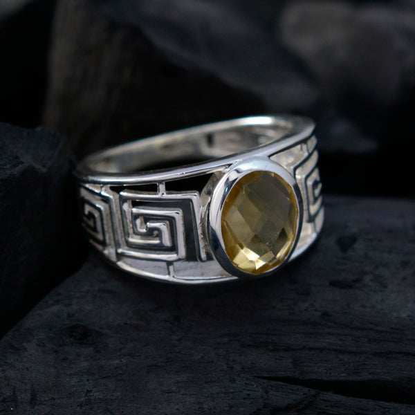 Citrine Solitaire Mexican 925 Silver Yellow Gems Minimal Filigree Ring Jewelry