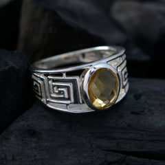 Citrine Solitaire Mexican 925 Silver Yellow Gems Minimal Filigree Ring Jewelry