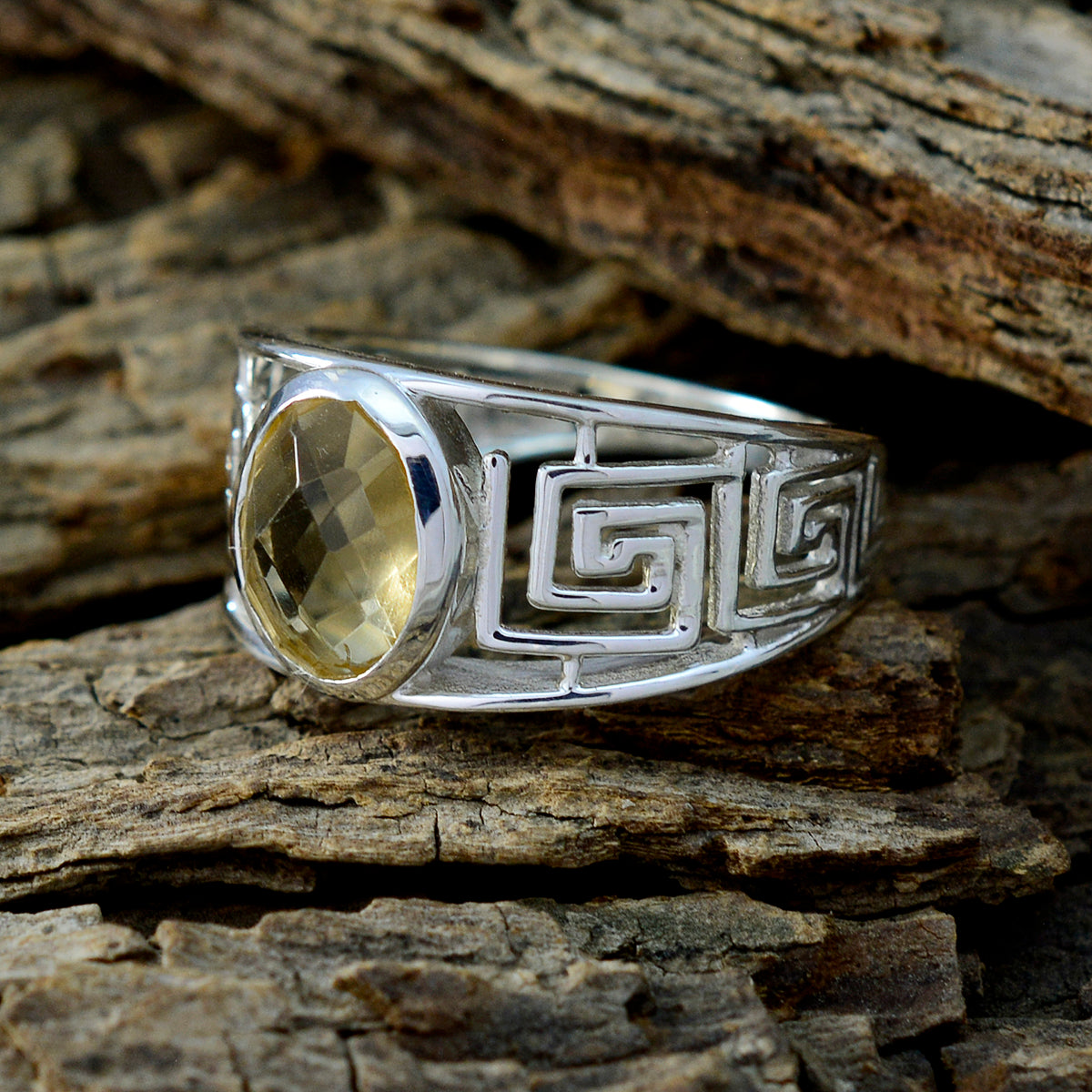 Citrine Solitaire Mexican 925 Silver Yellow Gems Minimal Filigree Ring Jewelry