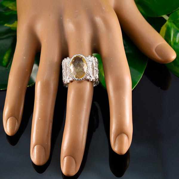 Citrine Solitaire African Sterling Silver Yellow Gemstone Edgy Armor Band Jewelry