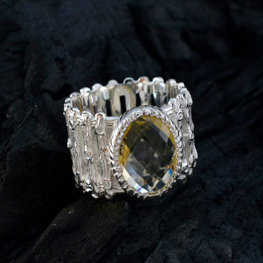 Citrine Solitaire African Sterling Silver Yellow Gemstone Edgy Armor Band Jewelry
