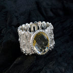 Citrine Solitaire African Sterling Silver Yellow Gemstone Edgy Armor Band Jewelry