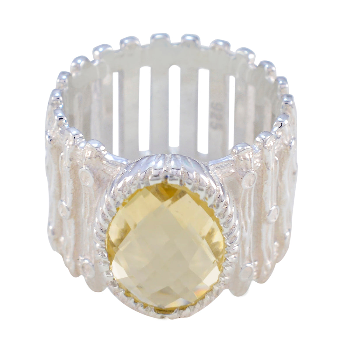 Citrin Solitär Afrikanischer Sterling Silber Gelber Edelstein Edgy Armor Band Schmuck