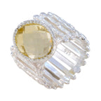 Citrine Solitaire African Sterling Silver Yellow Gemstone Edgy Armor Band Jewelry
