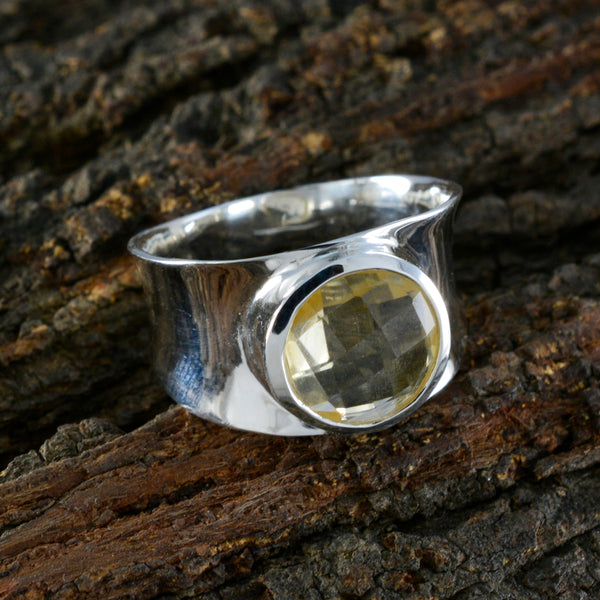 Citrine Solitaire French Sterling Silver Yellow Gemstones Edgy Armor Band Jewelry