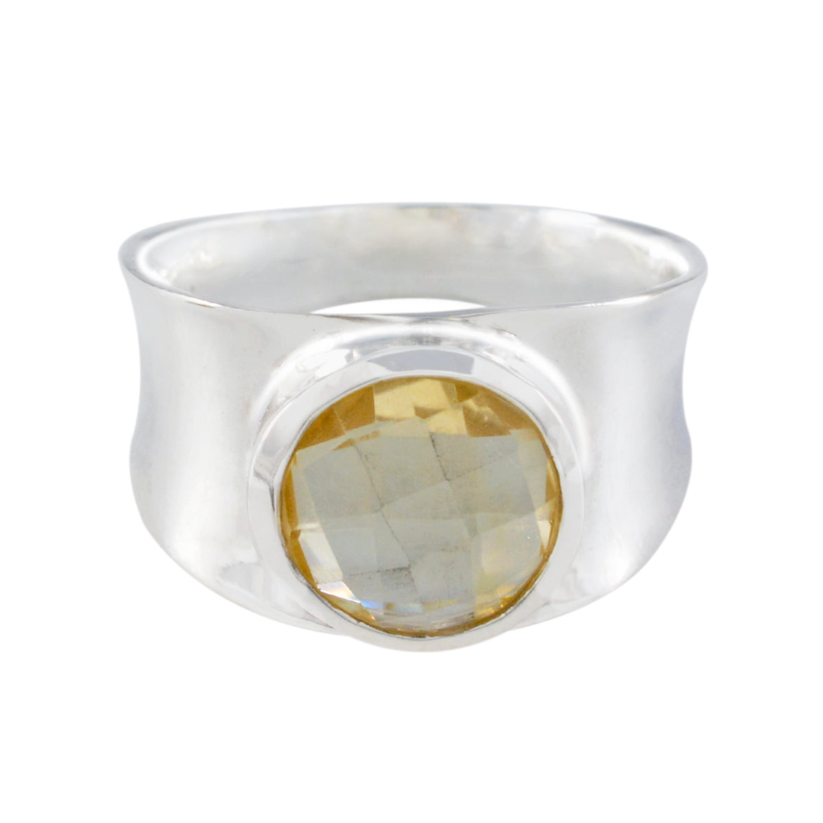 Citrine Solitaire French Sterling Silver Yellow Gemstones Edgy Armor Band Jewelry Hoofdafbeelding